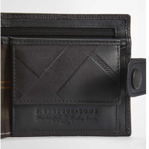 Black Barbour Mens Bamburgh Deboss Leather Wallet Inside
