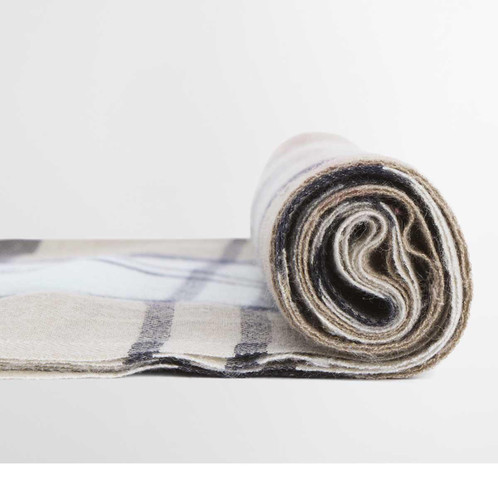 Rosewood Tartan Barbour Womens Verona Pashmina Scarf Rolled