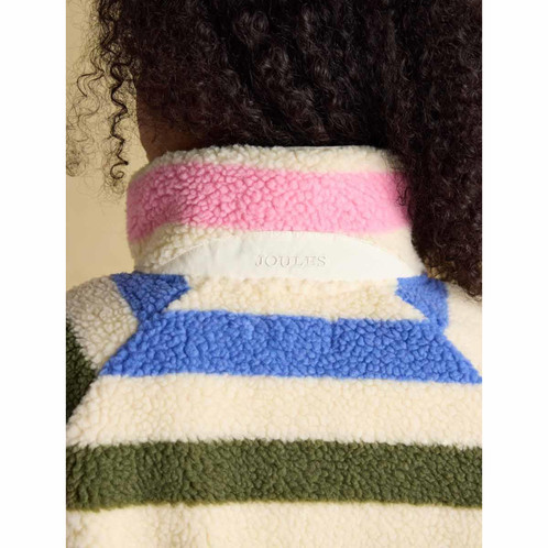Multi Bright Joules Womens Eva Borg Fleece Jacket Back Neck Detail