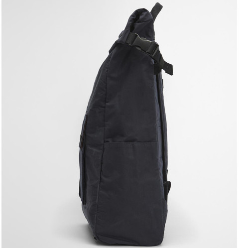Navy Barbour Transport Foldover Backpack Bag side2