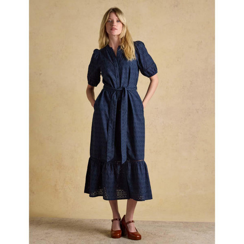 Navy Joules Womens Susanna Broderie Dress On Model