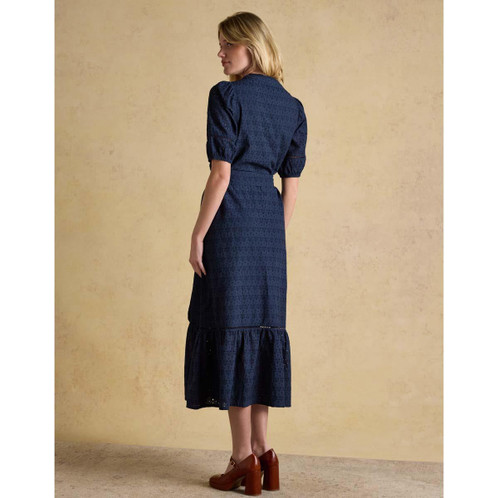 Navy Joules Womens Susanna Broderie Dress On Model Back