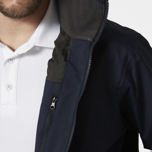 Navy Helly Hansen Mens Crew Hooded Jacket 2.0 lifestyle placket