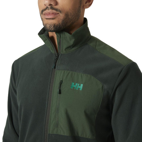 Dark Jungle Helly Hansen Mens Daybreaker Block Microfleece Jacket collar