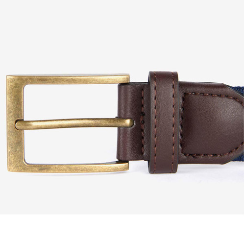 Navy Barbour Nevis Stretch Webbing Belt buckle