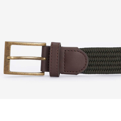 Dark Olive Barbour Nevis Stretch Webbing Belt buckle