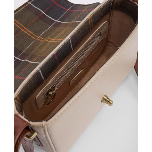 Pebbled Pink/Brown Barbour Mini Rosa Leather Crossbody Bag inside