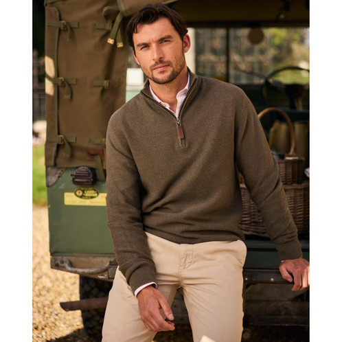 Beetle Green Schoffel Mens Porthleven 1/4 Zip Jumper lifestyle1