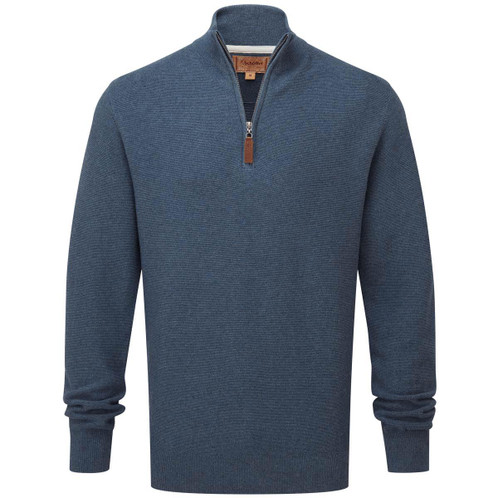 Dark Pigeon Blue Schoffel Mens Porthleven 1/4 Zip Jumper