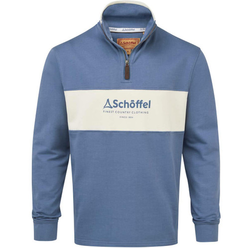 Vintage Indigo/Stone Schoffel Mens Trencrom 1/4 Zip Sweatshirt