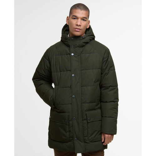 Sage Barbour Mens Hooded Bedale Puffer Jacket Front