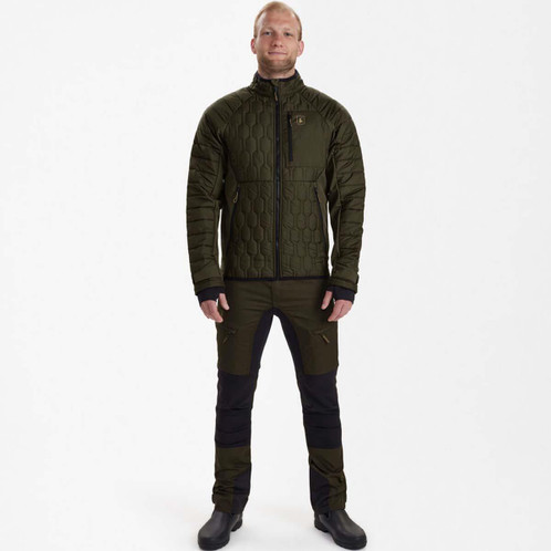 Forest Green Deerhunter Mens Mossdale Quilted Jacket on model