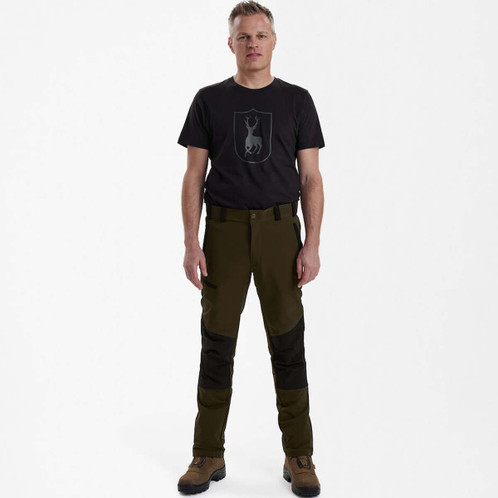 Fallen Leaf/Black Deerhunter Mens Strike Full Stretch Trousers ON MODEL