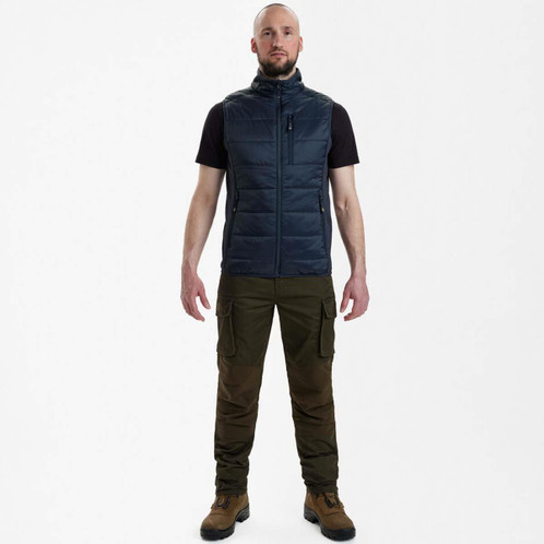 Dark Blue Deerhunter Mens Heat Padded Waistcoat on model