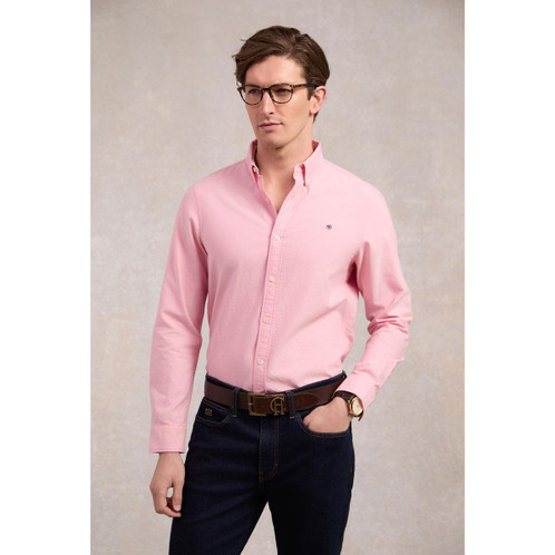 Soft Pink Holland Cooper Mens Classic Oxford Shirt On Model