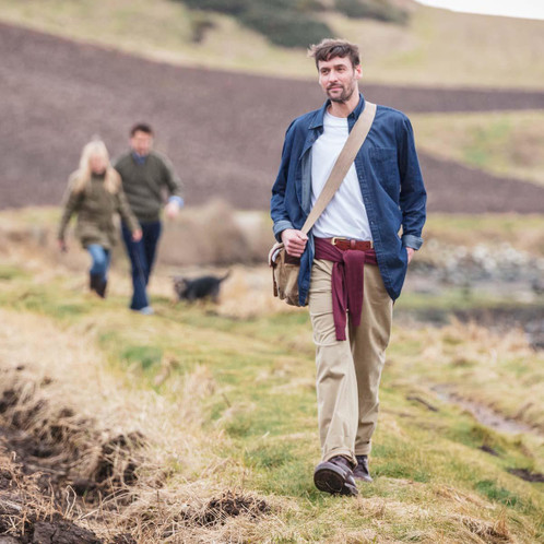 Dark Wash Hoggs of Fife Mens Archerfield Denim Shirt Lifestyle 3