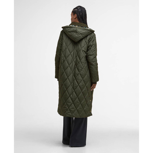 Olive/Ancient Tartan Barbour Womens Meredith Quilted Jacket back