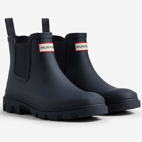 Hunter Navy Hunter Unisex Downpour Chelsea Boot pair