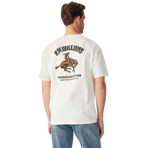 White R.M. Williams Mens Cloudbuster T-Shirt model back