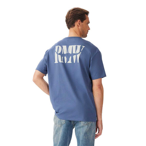 Blue R.M. Williams Mens Branded T-Shirt back model