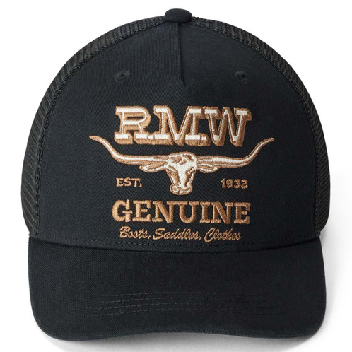Worker Black R.M. Williams Genuine Longhorn Trucker Cap front