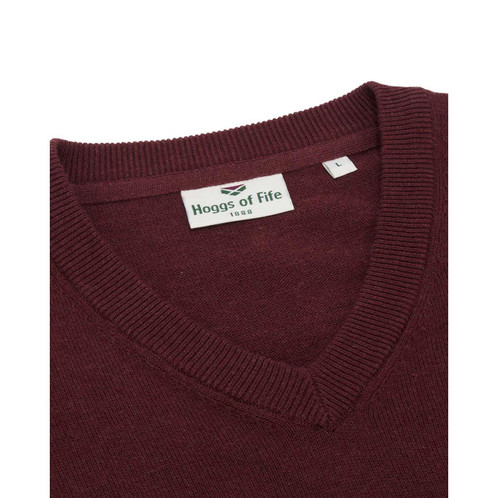 Berry red Hoggs Of Fife Mens Stirling II LS Pullover collar
