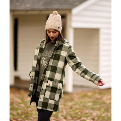 Limestone Check Swanndri Annmore Wool Overcoat LS