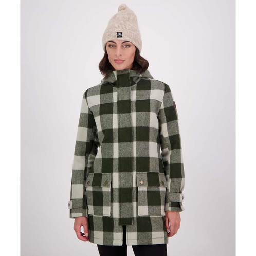 Limestone Check Swanndri Annmore Wool Overcoat ZIPPED
