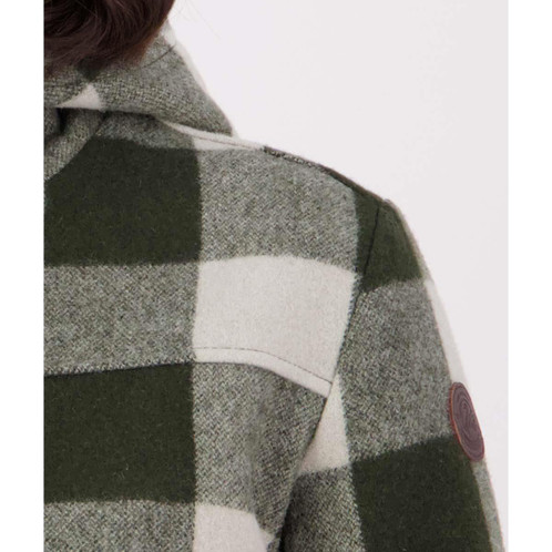 Limestone Check Swanndri Annmore Wool Overcoat DETAIL