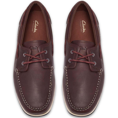 Brown Leather Clarks Mens Orson Sail Boat Shoes Top