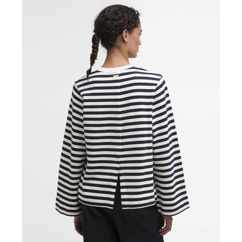 Cloud/Dark Navy Stripe Barbour Womens Layla Sweatshirt BACK