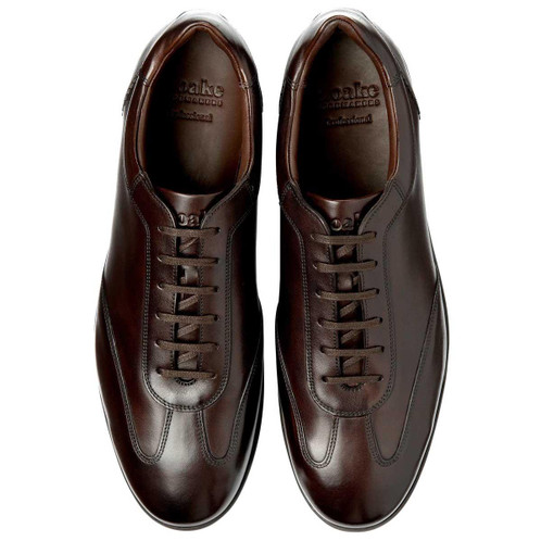 Dark Brown Burnished Calf Leather Loake Mens Mayfair Trainer TOP