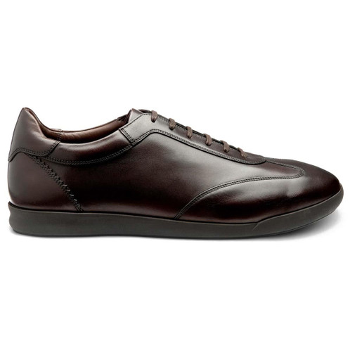Dark Brown Burnished Calf Leather Loake Mens Mayfair Trainer SIDE