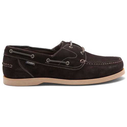 Dark Brown Suede Loake Mens Padstow Deck Shoe side