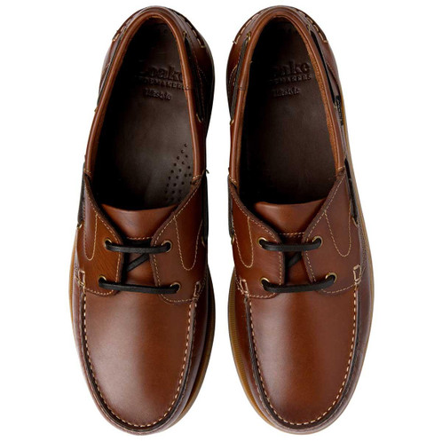Brown Waxy Leather Loake Mens Padstow Deck Shoe top