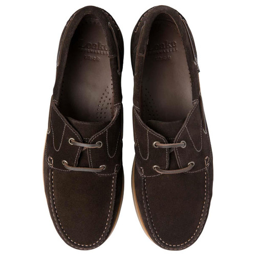 Dark Brown Suede Loake Mens Padstow Deck Shoe top