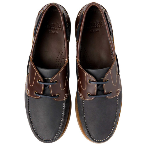 Navy Nubuck/Brown Waxy Leather Loake Mens Padstow Deck Shoe top