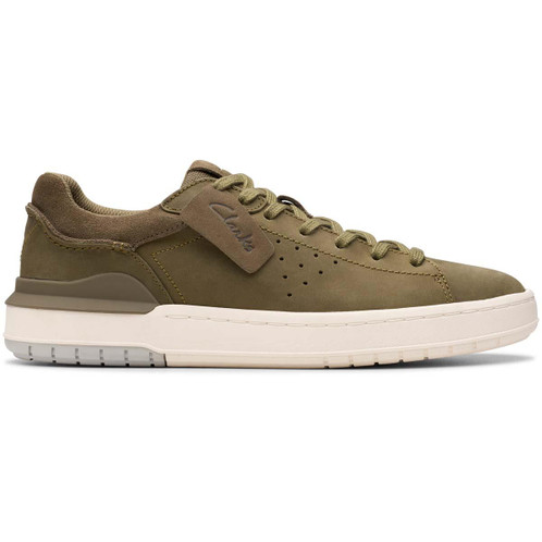 Olive Nubuck Clarks Mens Courtlite2 Run Trainers Side View