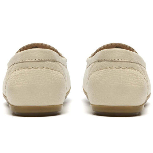 Cream Leather Clarks Womens Elliotte Sail Moccasin Shoes Heel View