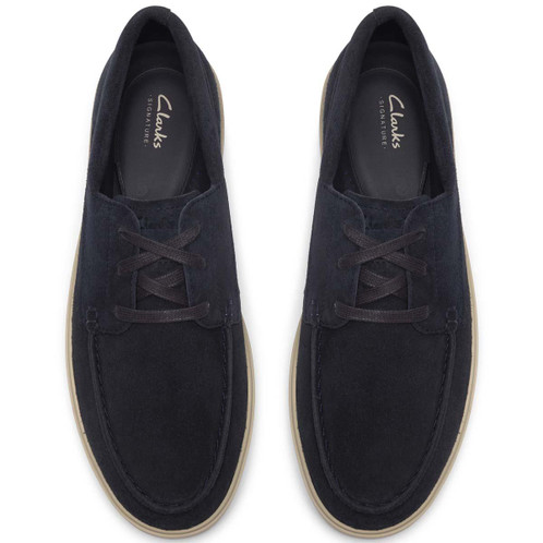 Navy Suede Clarks Mens Lockford Boat Shoes Top View