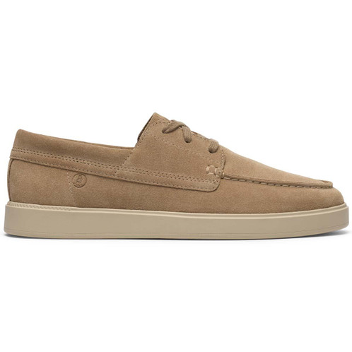 Dark Sand Suede Clarks Mens Lockford Boat Shoes Side View