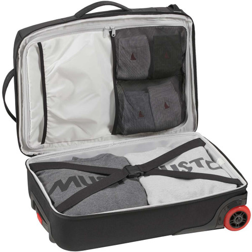 Black Musto 40L Wheeled Backpack packed