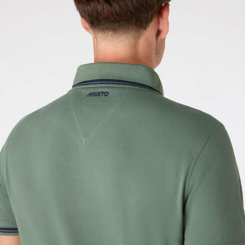 Pangea Green Musto Mens Original Tipped Pique Polo back