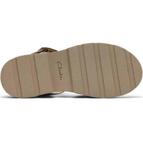 Cream Leather Clarks Womens Orinoco3 Cross Sandals Top View Sole