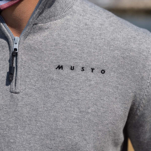 Quarry Musto Mens Original 1/4 Zip Neck Knit LOGO