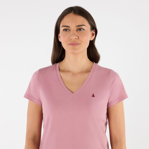 Oyster Pink Musto Womens Original V Neck Short Sleeve Tee front