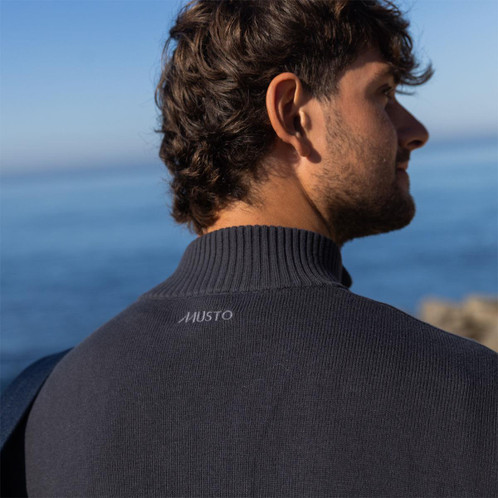 Navy Musto Mens Original 1/4 Zip Neck Knit LS BACK