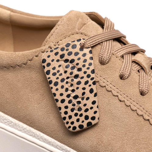 Beige Suede Clarks Womens Mayhill Walk Trainers Detail