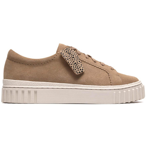 Beige Suede Clarks Womens Mayhill Walk Trainers Side