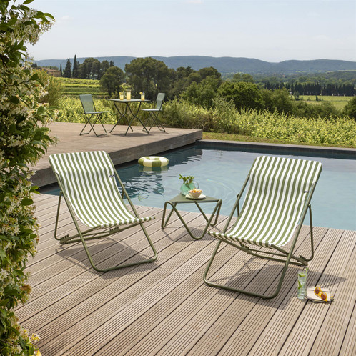 Moss Lafuma Maxi Transat Airlon Folding Stripe Deck Chair